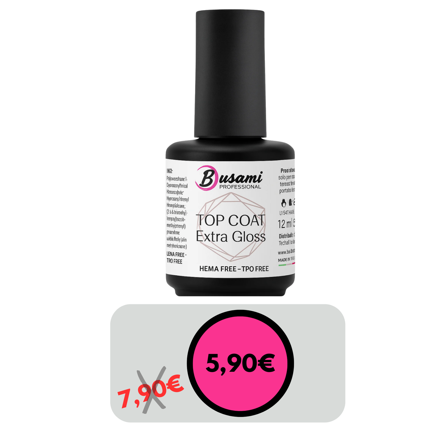 B.USAMI NAILS PROFESSIONAL - top coat effetto extra gloss senza dispersione 12 ml