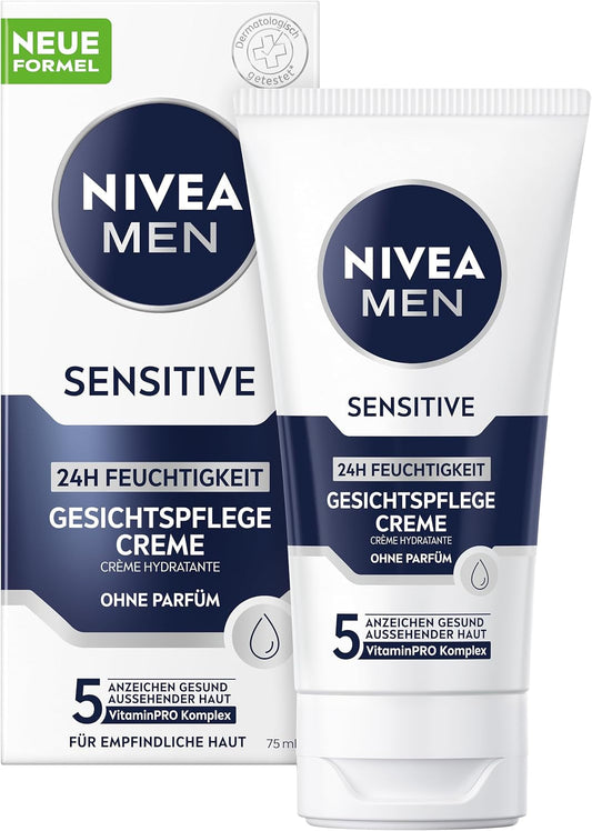 Crema Idratante Nivea Men Sensitive: Sollievo e Comfort per Pelli Sensibili in 24 Ore (75 Ml)
