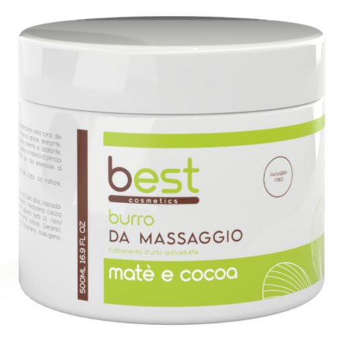 BEST COSMETICS - Burro da massaggio trattamento urto anticellulite matè e cocoa 500 ml