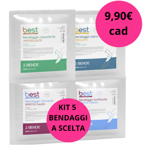 BEST COSMETICS - Kit 5 bendaggi a scelta 10 cm * 9 mt