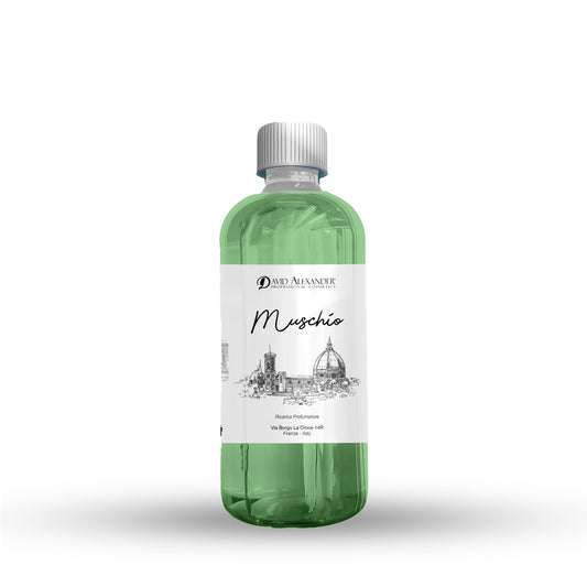 David Alexander Professional Cosmetics  Ricarica Profumatore Muschio 500 ml – Intensa, Naturale, Artigianale