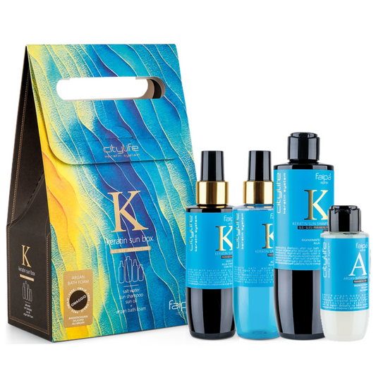 FAIPA CITY LIFE - keratin sun kit alla cheratina sun oil + salt water + Shampoo rigenerante + bagno schiuma