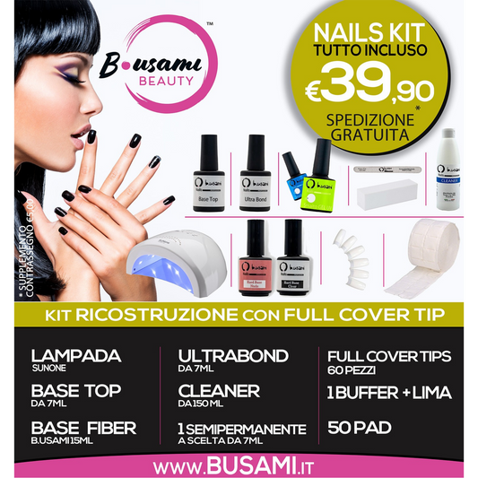 B.USAMI NAILS PROFESSIONAL - Kit ricostruzione  full cover tips  completo 1 colore a scelta
